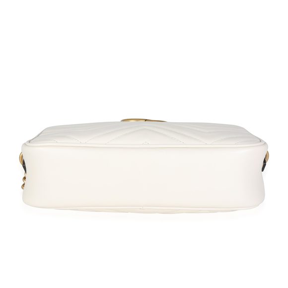 Gucci White Matelass√© Leather Small GG Marmont Shoulder Bag - Picture 5 of 9